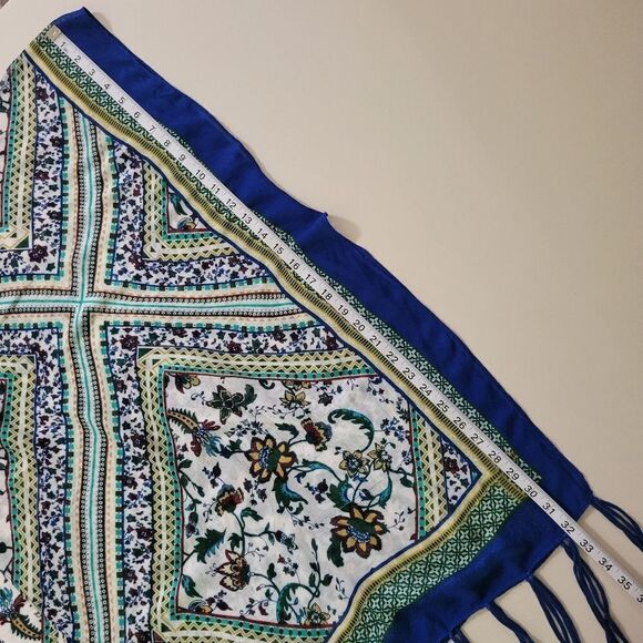 Open Front Bohemian Aztec Diamond Print Tassel Kimono Beach Cover-up Cardigan - Picture 9 of 11